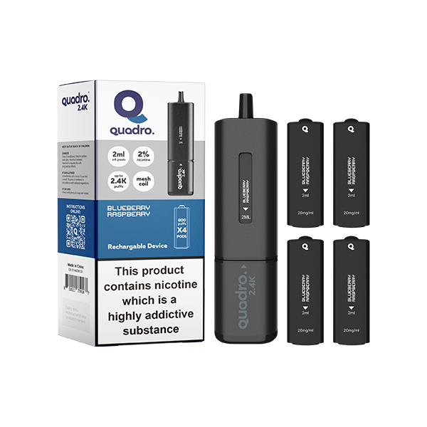 20mg Quadro 2.4K Pod Vape Kit Black Series 2400 Puffs