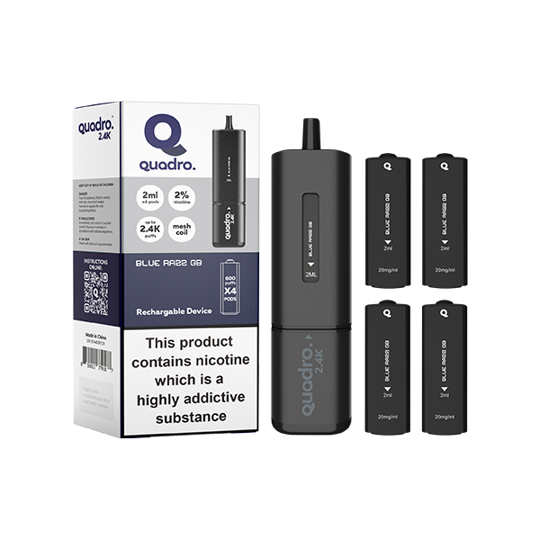 20mg Quadro 2.4K Pod Vape Kit Black Series 2400 Puffs